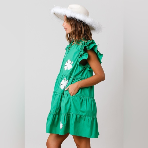 Magnolia Baby Girls Pink & Green Shamrock Cutie St. Patrick's Day Dress main image 0